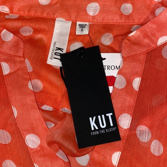 NWT Kut from the Kloth Jasmine Top in Orange Polka Dot - Picture 7 of 8
